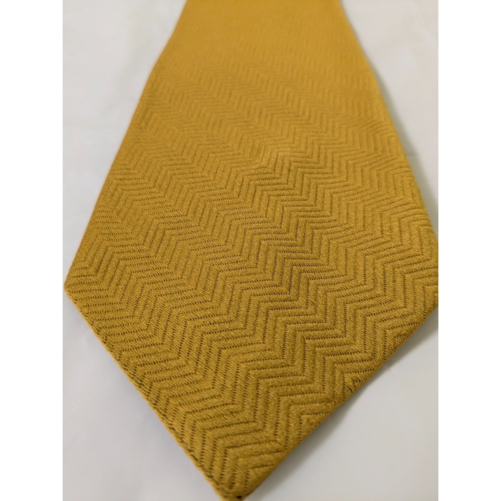 Vintage Rhodia Acetate Tie Yellow Herringbone Texturized Italian Fabric 48x3.5